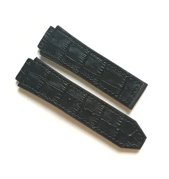 Črno Siva 25*19 mm, Italija konja, usnja, Gume, silikona Watchband za Hublot trak za Big Bang pasu Watch band fusion brezplačno orodje