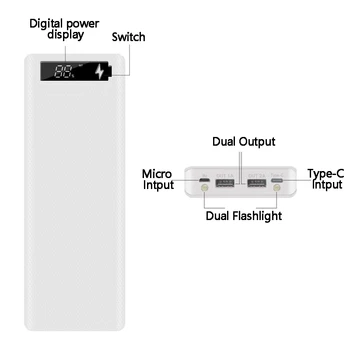 Dvojno USB 10*18650 Moči Banke Primeru Mobilni Telefon Hiter Polnilec za Shranjevanje DIY Lupini Digitalni Prikaz 18650 Baterijo Držalo za Polnjenje Box
