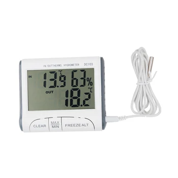Digitalni LCD Zaslon Notranji Zunanji Termometer, Higrometer Vlažnost Žično Vremenske Postaje Senzor Temperature s Sondo 40%popusta