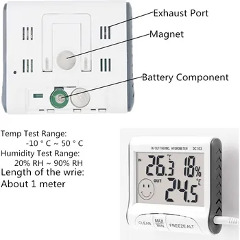 Digitalni LCD Zaslon Notranji Zunanji Termometer, Higrometer Vlažnost Žično Vremenske Postaje Senzor Temperature s Sondo 40%popusta