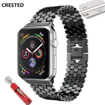 Iz nerjavečega Jekla, trak Za Apple Watch Band 44 mm 40 mm iwatch band 42mm/38 mm povezavo Zapestnica watchband & tool box