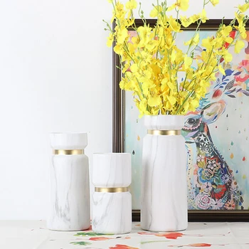 Zlati platišča keramične vaze Sodobne marbling Cvetlični Lonec Cvetlični Košarico Cvet Vazo Namizni Okras Doma Nordijska Dekoracijo