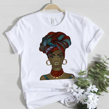 Estetski Afriške Ženske Grafični t shirt Črnega Melanina Kraljica Ženska T-shirt Beautiful Africa Dekle Tee shirt Femme Bombaž Vrhovi