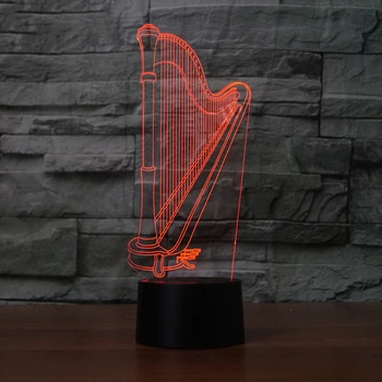 3D Led Harfo Modeliranje Night Light Touch Mizo namizne Svetilke Glasbila Lučka za Otroke Spalnice svetila Za Dom Dekor