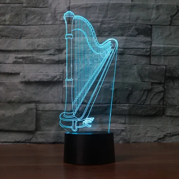 3D Led Harfo Modeliranje Night Light Touch Mizo namizne Svetilke Glasbila Lučka za Otroke Spalnice svetila Za Dom Dekor