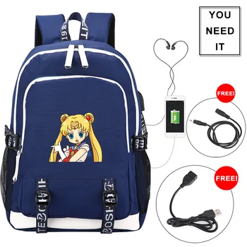 Anime Sailor Moon USB Nahrbtnik, ki Potujejo Laptop Torba Risanka Študent Šolsko Torbo Bookbag Darilo