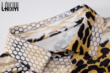 LAISIYI Leopard Kača Natisni Mini Obleke, Ženske Dolg Rokav Jeseni Leta 2020 Moda Vroče Clubwear Bodycon Slim Stranka Obleko