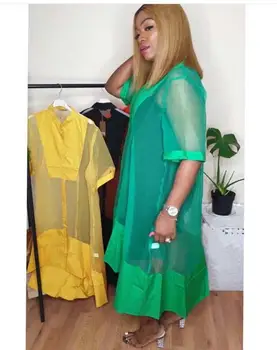 2 Delni Set Afriška Oblačila Afriške Obleke Za Ženske Do Leta 2020 Poletje Midi Dress Vintage Pol Rokav Boubou Africain Femme Vestidos