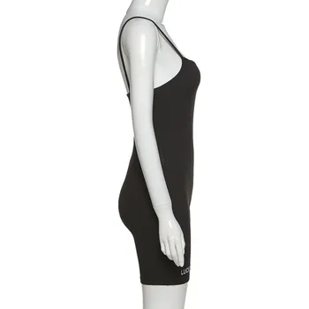 ženske Pismo Tiskanja Suha obleka brez rokavov playsuit Backless Črno Bel igralne obleke 2020 ženska moda priložnostne bodysuit