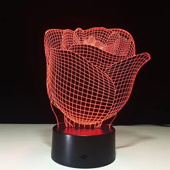 Rose Cvet 3D Akril Iluzijo Lučka 5V USB 7 Sprememba Barve Lava Svetilka Ustvarjalne Valentinovo Darilo, Poročni Doma Dekor