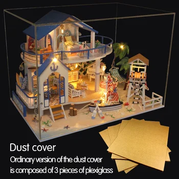 DIY LED Lutke Morju Mini Vile Z Pohištva, Leseni Hiši Soba Model Komplet Darila 3D Igrače Za Otroke, Otroci Lutka Hiša