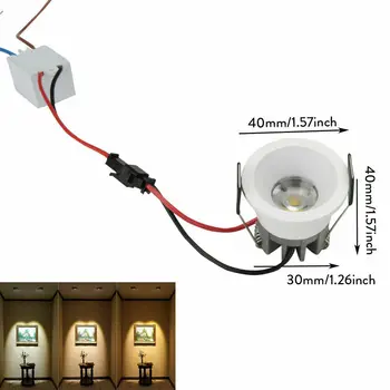 Mini LED COB Svetilke 3W 40 mm 100V-240V Nakit Zaslon Strop Vgradne Omare Spot Svetilka Visoke Moči + Voznik 85-265v