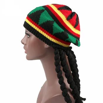 Moda Lady Rasta Pletene Klobuk Lasuljo Jamajški Bob Marley Klobuk Moda Volne Skp Glavo Klobuk Klobuk