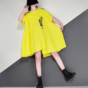XITAO Nezakonitih Obleko Modne Nove Ženske Pismo Puloverju Naguban Boginja Fan Priložnostne Slog 2020 Elegantno Ohlapno Obleko DMY4122