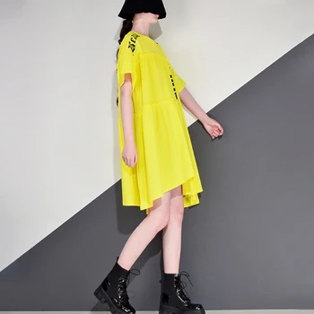 XITAO Nezakonitih Obleko Modne Nove Ženske Pismo Puloverju Naguban Boginja Fan Priložnostne Slog 2020 Elegantno Ohlapno Obleko DMY4122