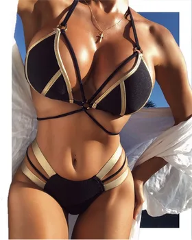 VINIKNIKA Zlato Žigosanje Bikini Komplet Seksi Oblazinjeni Ženske Kopalke Push Up Kopalke Bandeau Poletje Plažo Brazilski kopalke 2020