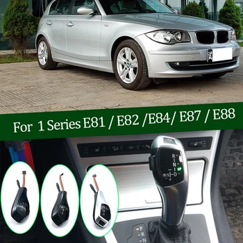 Ogljikovih Vlaken Črna Srebrna LED Prestavna Ročica Menjalnika Vzvod za BMW 1 series prve Generacije E81 E82 E84 2004-2011 Dodatki