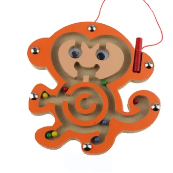 Kawaii Lesene Živali Opica Ribe Kocka Uganka Labirint Igrače Igra Lesa Čarobno Otroci Igre Magnet Za Otroke, Izobraževanje Uganke Igrača