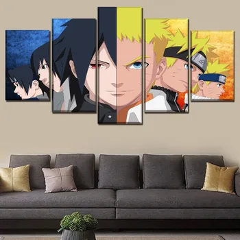 Anime Naruto Plakat 5 Plošči Povzetek Naruto Uzumaki In Sasuke Uchiha Slikarsko Platno Sodobne Umetnosti Natisnjeno Sliko Stenski Dekor
