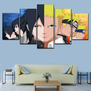 Anime Naruto Plakat 5 Plošči Povzetek Naruto Uzumaki In Sasuke Uchiha Slikarsko Platno Sodobne Umetnosti Natisnjeno Sliko Stenski Dekor