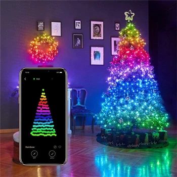 Christmas Tree Okraski LED Luči Smart Bluetooth Osebno Niz Luči Meri App Remote Control Luči