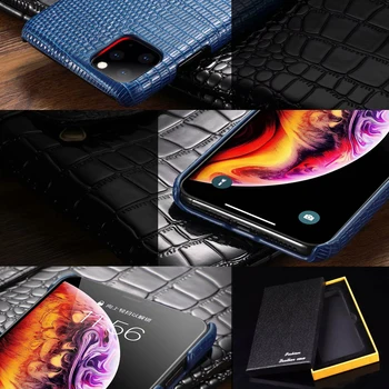 Pravega usnja, hrbtni pokrovček case za iPhone XS XR 11 Pro Max 6S 7 8 Plus myl-12p kuščar vzorec telefon nazaj primeru