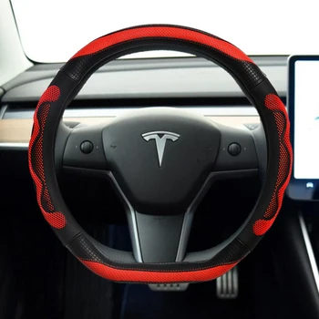 DERMAY za Tesla Model 3 2017 2018 2019 2020 Avto Volan Kritje Mikro Vlakna, Usnje + silikagel Auto Dodatki notranjost
