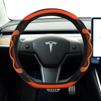 DERMAY za Tesla Model 3 2017 2018 2019 2020 Avto Volan Kritje Mikro Vlakna, Usnje + silikagel Auto Dodatki notranjost
