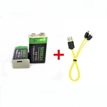 2pcs 1180mAh 9V baterija, USB, Li-ionska baterija instrument igrača baterija za ponovno polnjenje z Mikro USB kabel za polnjenje