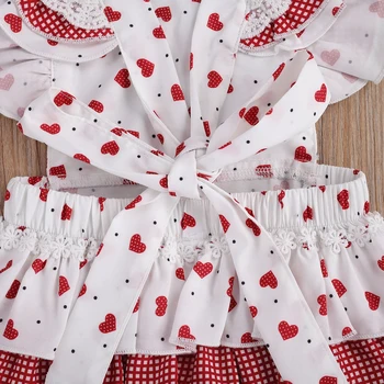 Ma&Baby 0-18 M valentinovo Baby Dekle Rdeče Romper Obleke Malčka Novorojenčka Dekle, Srce, ki Tiskanja Jumpsuit Ruffles Kombinezon Glavo