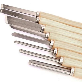 8Pcs/Set Lesnoobdelovalnih Carving Dleto Noži Nastavite Stružni Lesa Obrti Izvlečejo Skew Slovo Podrobno Dleto Ročaj Kiparstvo Noži