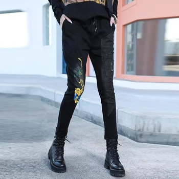 Max LuLu 2021 Nov Slog Kitajski Moda Pomlad Gospe Natisnjeni Silm Hlače, Womens Casual Punk Hlače Letnik Pantalons Plus Velikost