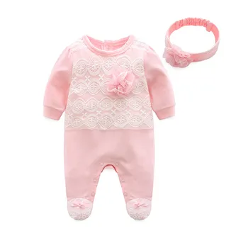 Novorojenčka Dekle Oblačila 0-3 Mesecev Jumpsuits&Klobuki Kompleti Oblačil Princesa Dekleta Footies za 2019 Pomlad Jesen Baby Telo obleke