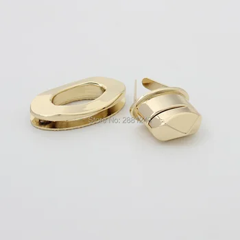 1-5sets 37x21mm svetlobe zlato Ovalne kovinsko zaponko obrnite zaklenjena za vrečko DIY Usnje Vreča, Pribor za ročno zaponko ročno ključavnico