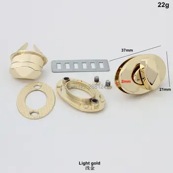 1-5sets 37x21mm svetlobe zlato Ovalne kovinsko zaponko obrnite zaklenjena za vrečko DIY Usnje Vreča, Pribor za ročno zaponko ročno ključavnico