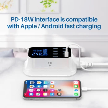 8 port usb c18wW hitro charge3.0 mobilni telefon dodatki polnilno postajo gan pd adapter za xiao mi9 iphone 11 12