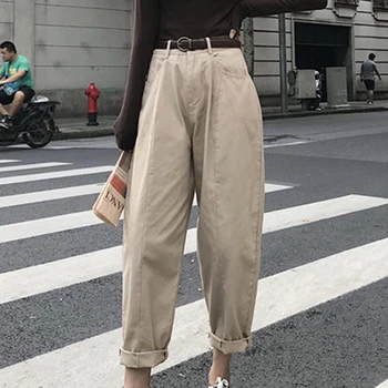 YAMDI korejski ulične visoke pasu jeans hlače ženske letnik vzletno-pristajalne steze naravnost traper hlače ženske 2020 pomlad jesen hlač jean