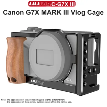UURig Vlog Fotoaparat Kletki Z Lesenim Ročaj Ročaja Dvojno Hladno Čevelj Nastavek za Canon G7X Mark III dodatno Opremo Fotoaparata Primeru Ploščad