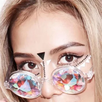 Kaleidoscope Očala Krog Ženske Moški Retro rave festival Barvita Stranka holografski sončna Očala modni brvi Kažejo Holograp Očala