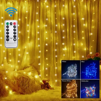 Daljinsko Niz LED Luči, Zavese podatkovnega kabla USB je Baterija Pravljice Luči Garland Led svate Božič Za Okna Domov Zunanji Dekor