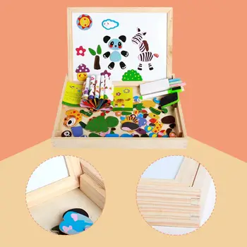 Montessori Lesene Magnetne Puzzle Izobraževalne Magnetno Polje Risalno Desko Tablo Jigsaw Odbor Puzzle Igrača Vozila Živali