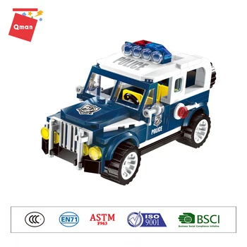 Qman 149PCS City Policijska Patrulja Modela Avtomobila Slika Bloki Izobraževalne Konstrukcije Stavbe Opeka Igrače Za Otroke Božično Darilo