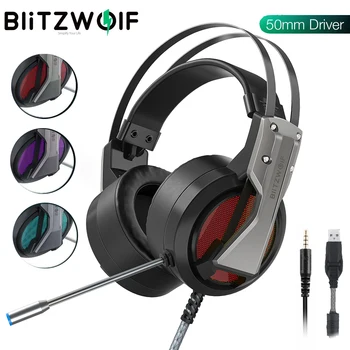 BlitzWolf BW-GH1 Gaming Slušalke z Mikrofon Mic 7.1 Prostorski Zvok, USB 3.5 mm AUX Igra Žične Slušalke za PC Gamer za PS4