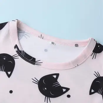 Nov dekliški obleki, v letu 2020 T-shirt iz risanke mačka in traper krilo predstavljajo dekle Moda obleko dekle obleko, dvodelno,