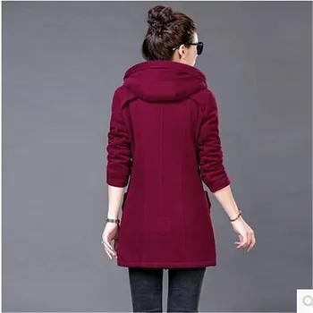 2017 Moda zimski plašč Ženske velikosti nove hooded suknjič svoboden in debele volne Toplo ženske dolg plašč BN1666