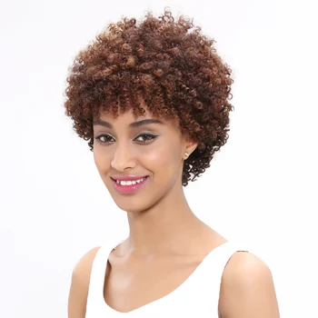 Mehek Človeških Las Lasuljo Brazilski Afro Kinky Kodraste Lasulje Za Black Ženske, Ki Niso Čipke Spredaj Človeških Las Lasulje Perruque Cheveux Humain Brezplačno