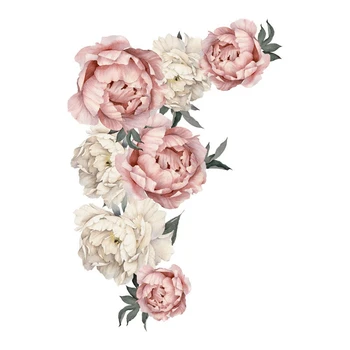 Cvet Stenske Nalepke PVC Romantično Roza Peony Rose vinilna Cvetlični Nalepke za Kavč Ozadju, Dnevna Soba, Spalnica Vrtec Dekor
