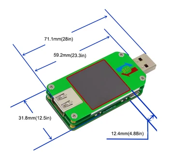 UM24C USB 2.0 Tester Barvni LCD-Zaslon Napetost Tekoči Meter UM24 Voltmeter Ampermeter Napolnjenosti Baterije Ukrep Kabel Impedanca
