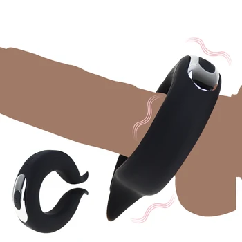 10 Vibracijska Frekvenca Penis Prstan Petelin Obroč Zamudo Izliv Silikonski Spolnih Igrač za Moške Erekcije USB Zaklepanje Obroči Moški Masturbator