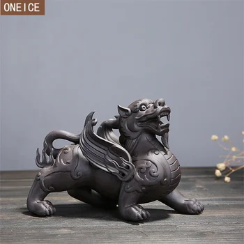 Keramični vijolično pesek živali Bog zver kiparstvo Kitajski slog doma Feng Shui dekorativni dodatki Čaj nastavite pet okraski kip